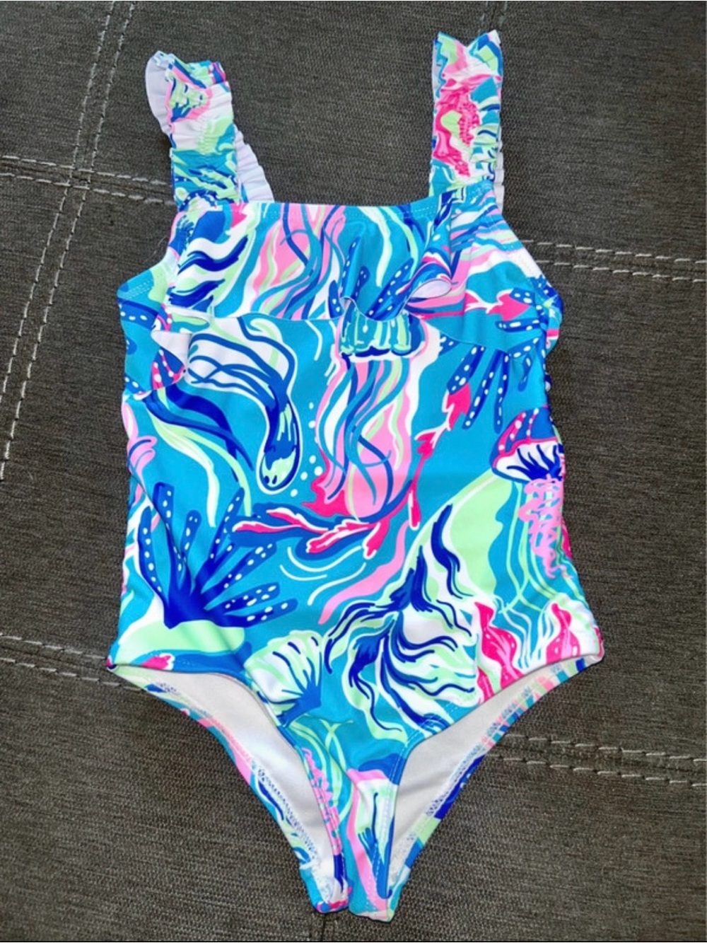 New. “Tommy Bahama” Girls' Bright Blue Sea Life One-Piece Swimsuit